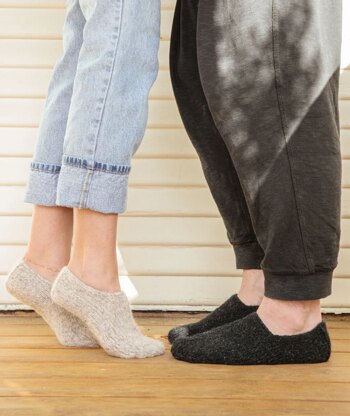 Churchmouse Studio Cozy Slipper Socks in Rowan Brushed Fleece/Kelbourne Lucky Tweed PDF