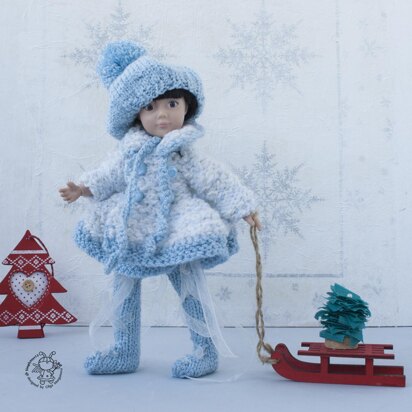 Knitting flat Winter outfit for 8-9 inch dolls