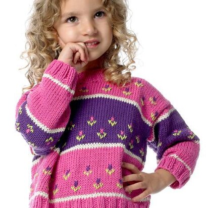 Fleur Jumper Pdf Knitting Pattern 1-7 years Sweater