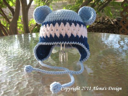 Crochet Hat with Bear Ears/blue