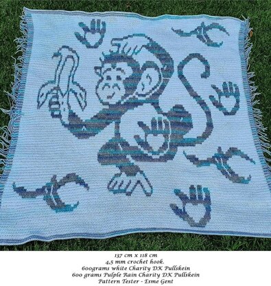 LovePrints Monkey Blanket - Overlay Mosaic Crochet Pattern