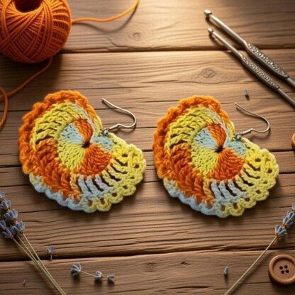 Crochet heart earrings PDF + Video Tutorial
