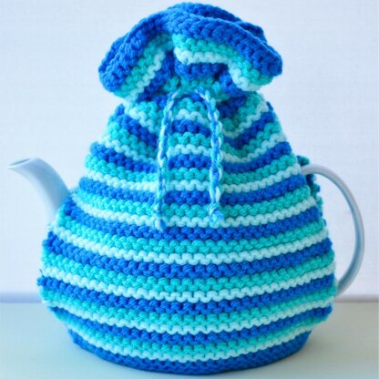 Ocean Blue 4 Cup Teapot Cosy Knitting Pattern