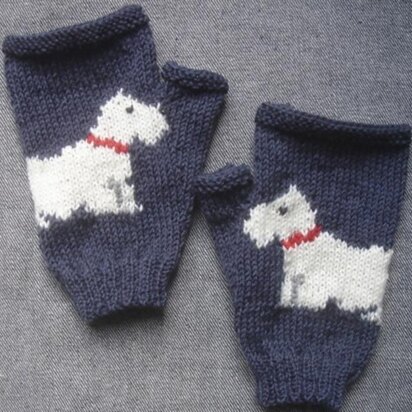 Scottie Dog fingerless gloves