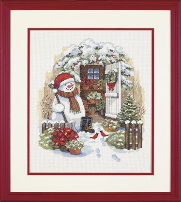 Dimensions Counted Cross Stitch Kit: Garden Shed Snowman - 30 x 36cm (12 x 14in)