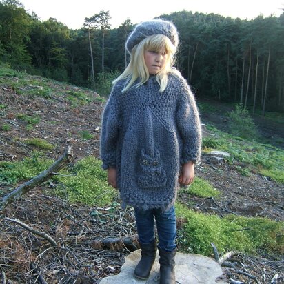 Child/Adult Rustic Owl Smock Sweater with Beret