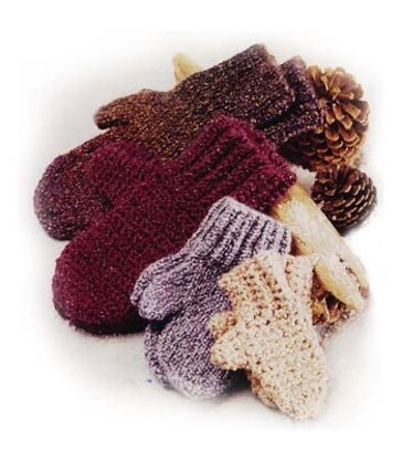 Crochet Family of Mittens in Lion Brand Homespun - 10116-C