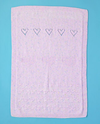 Rosy Garden Blanket - Free Afghan Knitting Pattern For Babies in Paintbox Yarns Baby DK Prints by Paintbox Yarns