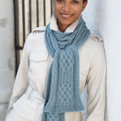 Meandering Rib Scarf in Lion Brand Fishermen's Wool - 70809AD