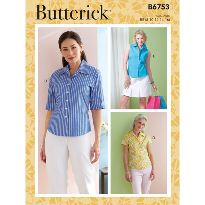 Butterick Misses'/Misses' Petite Button-Down Shirts B6753 - Sewing Pattern