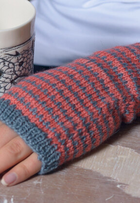 Striped Wristwarmers in The Fibre Co. Canopy Fingering - Downloadable PDF