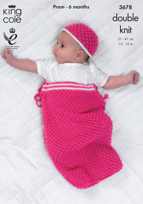 Snuggle Sack, Jacket, Cardigan and Hat in King Cole Comfort DK and Comfort Prints DK - 3678