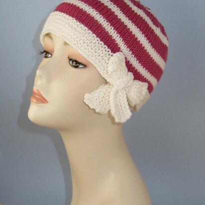 Tie Up Bow Stripe Beanie Circular Knitting Pattern