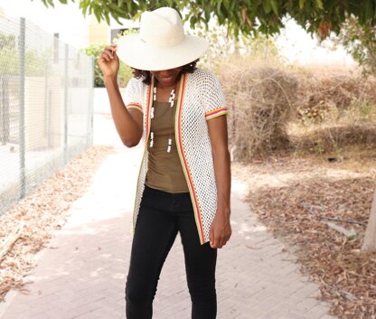 Colour Stripe Mesh Cardigan