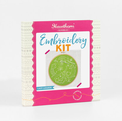 Hawthorn Handmade Lazy Lizards Printed Embroidery Kit - 7in