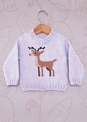 Intarsia - Red Nosed Reindeer Chart - Childrens Sweater