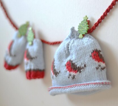 Baby beanie and baby mittens CHRISTMAS ROBINS BUNDLE OFFER!