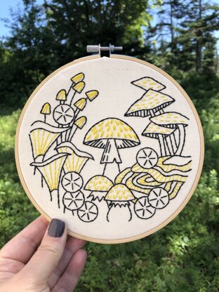 Beginner Punch Needle Embroidery DIY Kit Mushroom Toadstool Needle