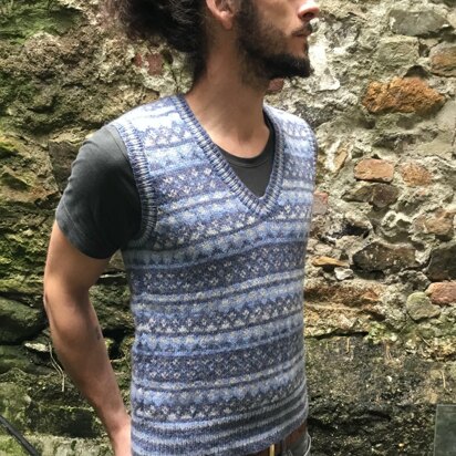 Mens Sleeveless Fair Isle Tank Top