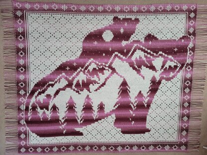 Wilderness Bears Reversible Mosaic Crochet Blanket