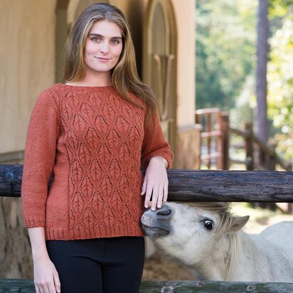 Top-Down Cable and Lace Boatneck Pullover #191