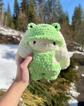 Baby Bunny in Hat and Overalls Plushie