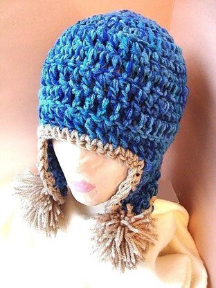 195 Adult Pom Pom Earflap Hat