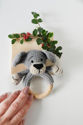 Dog crochet baby rattle