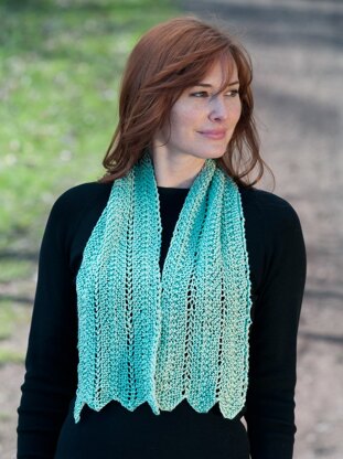 Chevron and Feather Scarf in Cascade Yarns Sunseeker  - DK305 - Downloadable PDF