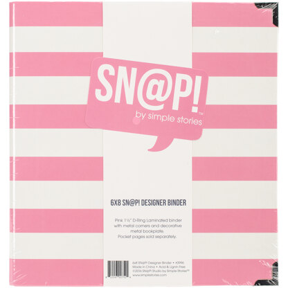 Simple Stories Sn@p! Designer Binder 6"X8" - Pink Stripe