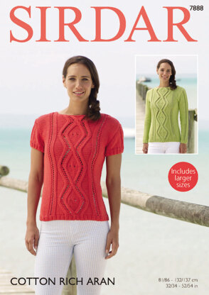 Long and Short Sleeved Sweaters in Sirdar Cotton Rich Aran - 7888 - Downloadable PDF
