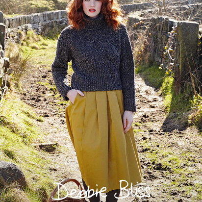 Cabled Sweater - Sweater Knitting Pattern For Women in Debbie Bliss Fine Donegal by Debbie Bliss