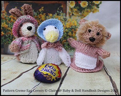 Bunny, Duck & Hedgehog Creme Egg Covers or Egg Cosies