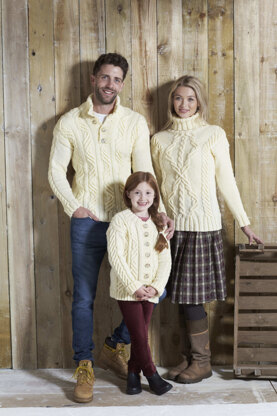 Sweater with Buttons, Cardigan and Sweater with collar in King Cole Aran - 5589 - Leaflet