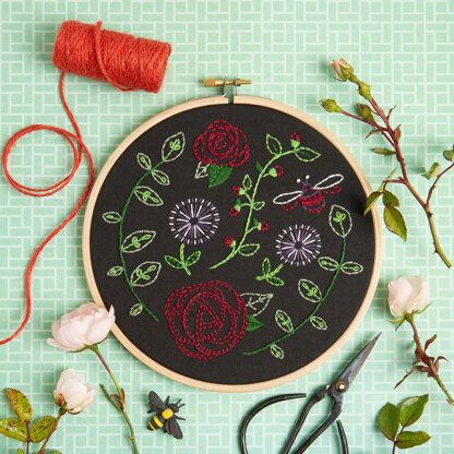 Hawthorn Handmade Rose Garden Black Embroidery Kit