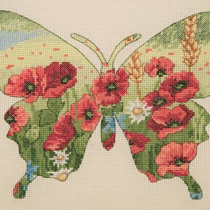 Anchor Butterfly Silhouette Cross Stitch Kit - 20cm x 26cm