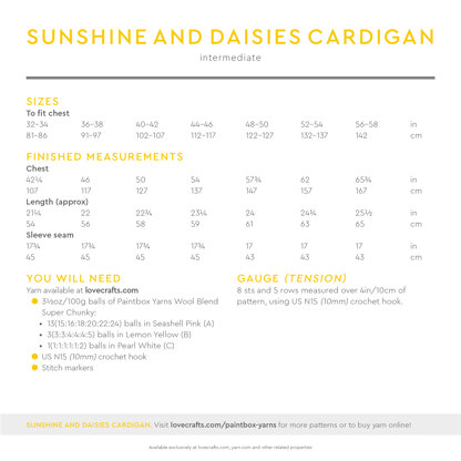 Paintbox Yarns Sunshine and Daisies Cardigan PDF (Free)