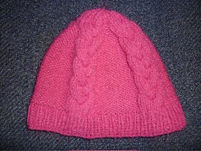 Four Braided-Cable Beanie--Knit Flat
