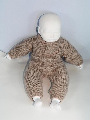 Baby Simple Aran Garter Stitch Onesie