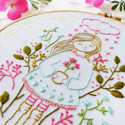 Tamar Cloud Raining Hearts Embroidery Kit - 6in