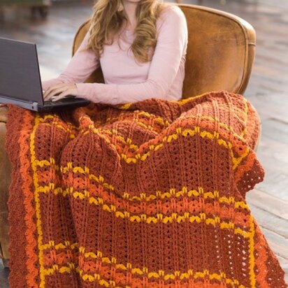 Optimistic Striped Throw in Red Heart Super Tweed - LW2523