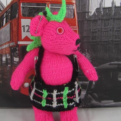Punk Rocker Teddy Bear Toy - knitting pattern