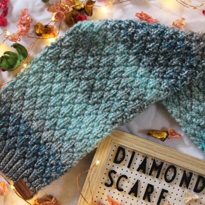 Blue & Grey Cotton Blend Scarf Hand-Knit in Triangle Shape