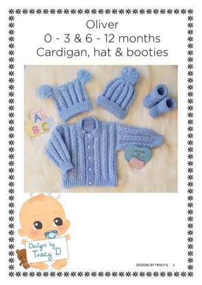 Oliver baby knitting pattern 0-3 & 6-12mths