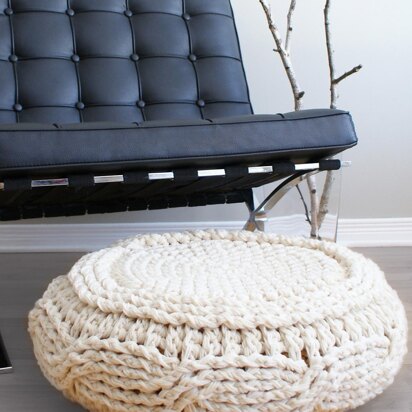 Crochet Cable Footstool Cover for Ikea's Alseda Footstool