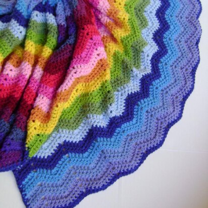 Crochet Technicolor Wave Blanket