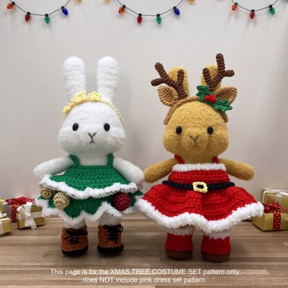 Dress-up Bunny Amigurumi Christmas tree costume set pattern