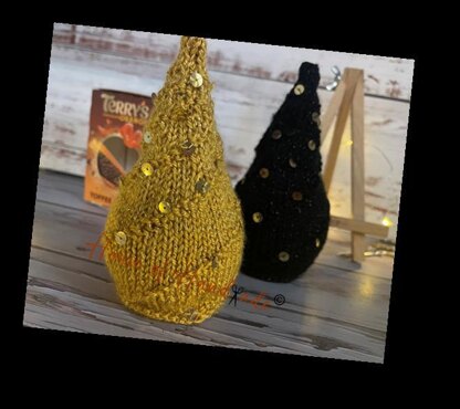 Christmas Tree Gold Black Chocolate Orange Cover Knitting Pattern