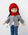 Outfit Red and gray for 13" dolls knitted flat