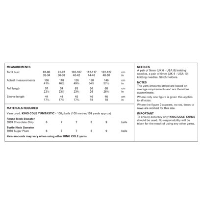 Sweaters Knitted in King Cole Yumtastic - P6255 - Leaflet